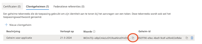 Kopieëren van geheim waarde